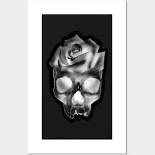 Negative Skull Rose Posters and Art